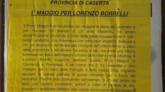 Per il I maggio l’Amministrazione comunale ha ricordato Lorenzo Borrelli, operaio vittima del lavoro