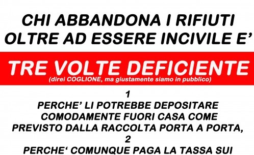 Il Consigliere comunale Vincenzo Feola denuncia con un manifesto l’abbandono dei rifiuti sul territorio