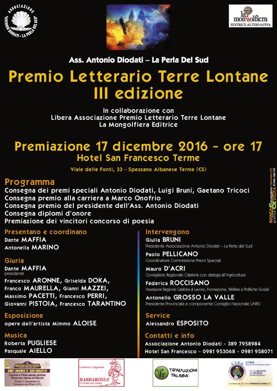 Il 17 dicembre si terrà la terza edizione del Premio Letterario Terre Lontane